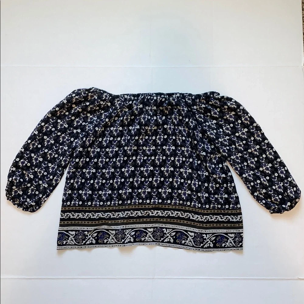 Madewell Garden House Silk Floral Off the Shoulder Boho Blouse‎